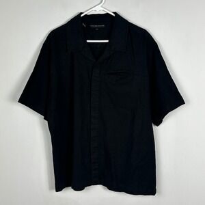 Vintage Stonehouse 100% Linen Mens Black Short Sleeve Button Down Shirt Size XL